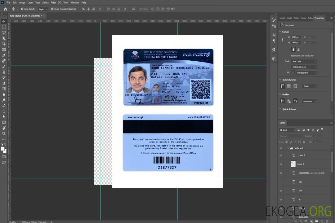 Carte d'identité postale des Philippines template Carte d'identité postale des Philippines template